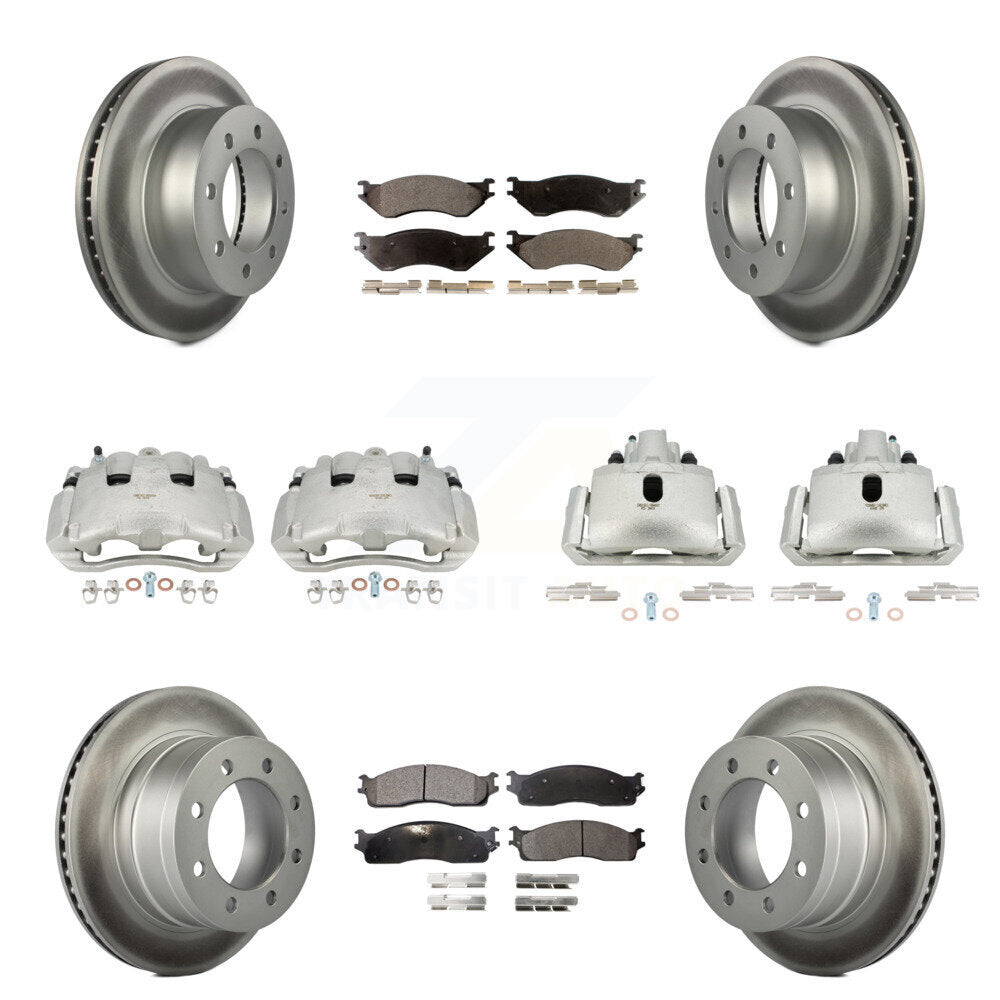 Front Rear Disc Brake Caliper Coat Rotor Semi-Metallic Pad Kit (10Pc) For Dodge Ram 1500 KCG-100852P