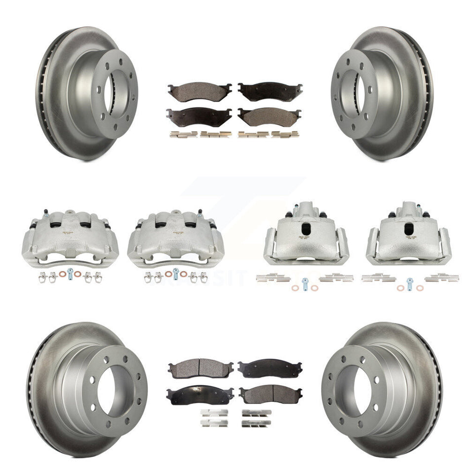 Front Rear Disc Brake Caliper Coat Rotor Semi-Metallic Pad Kit (10Pc) For Dodge Ram 1500 KCG-100852P