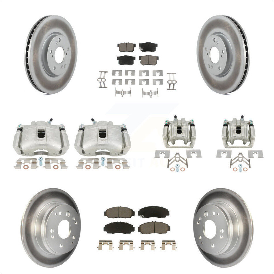 Front Rear Disc Brake Caliper Coated Rotors And Ceramic Pads Kit (10Pc) For 2004-2005 Acura TL Automatic transmission KCG-100853C by Transit Auto