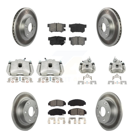 Front Rear Disc Brake Caliper Coat Rotor & Semi-Metallic Pad Kit (10Pc) For Honda Accord KCG-100853S