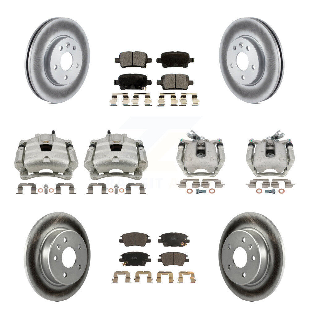 Front Rear Disc Brake Caliper Coat Rotors And Ceramic Pad Kit (10Pc) For Chevrolet Cruze KCG-100853T