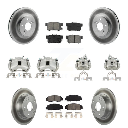 Front Rear Disc Brake Caliper Coat Rotor & Semi-Metallic Pad Kit (10Pc) For Honda Accord KCG-100854S