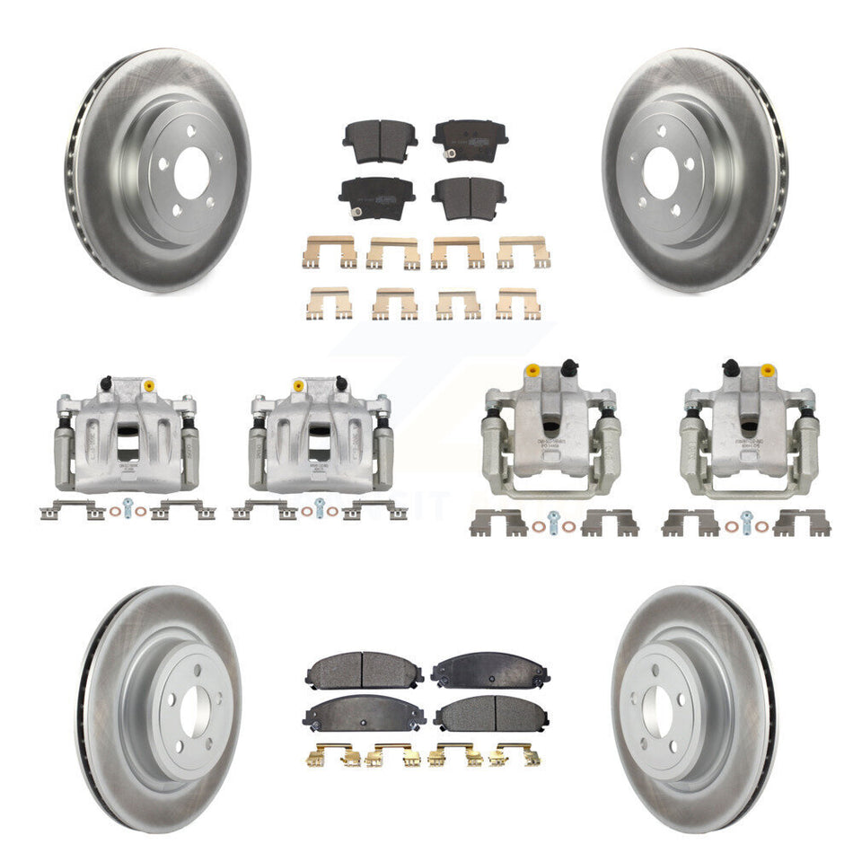 Front Rear Brake Caliper Coat Rotors Semi-Metallic Pad Kit (10Pc) For Dodge Charger 3.6L KCG-100855P