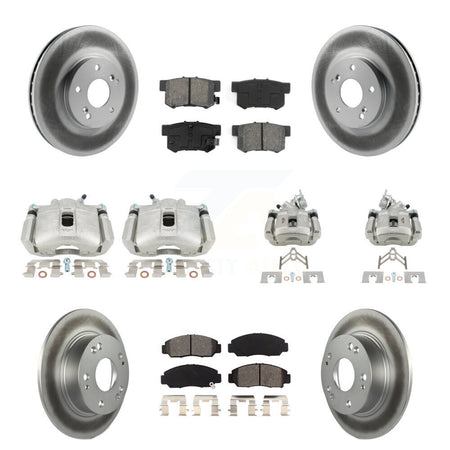 Front Rear Disc Brake Caliper Coat Rotor & Semi-Metallic Pad Kit (10Pc) For Honda Accord KCG-100855S