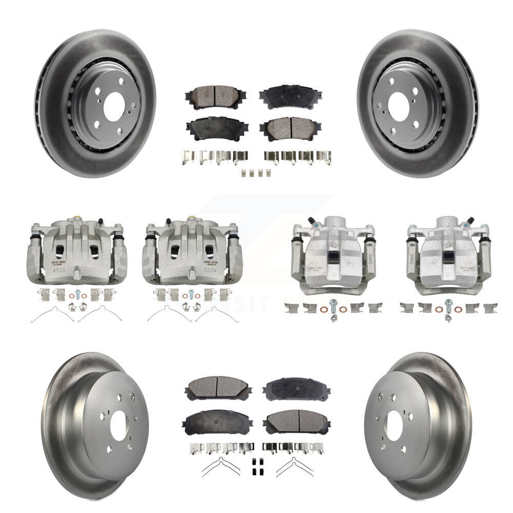 Front Rear Disc Brake Caliper Coat Rotor & Ceramic Pad Kit (10Pc) For Lexus RX350 RX450h KCG-100855T