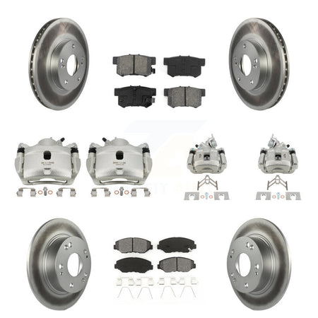 Front Rear Disc Brake Caliper Coat Rotor & Semi-Metallic Pad Kit (10Pc) For Honda Accord KCG-100856S