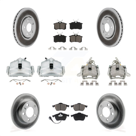 Front Rear Disc Brake Caliper Coated Rotors And Ceramic Pads Kit (10Pc) For 2006 Volkswagen Jetta 2.0L With 288mm Diameter Rotor 7th 8th Digit Of VIN Is "9M" Or "1J" KCG-100857C by Transit Auto