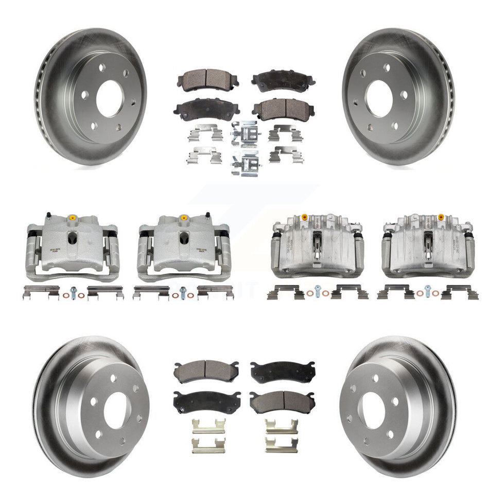 Front Rear Brake Caliper Coat Rotor Semi-Metallic Pad Kit (10Pc) For Chevrolet Silverado KCG-100857P