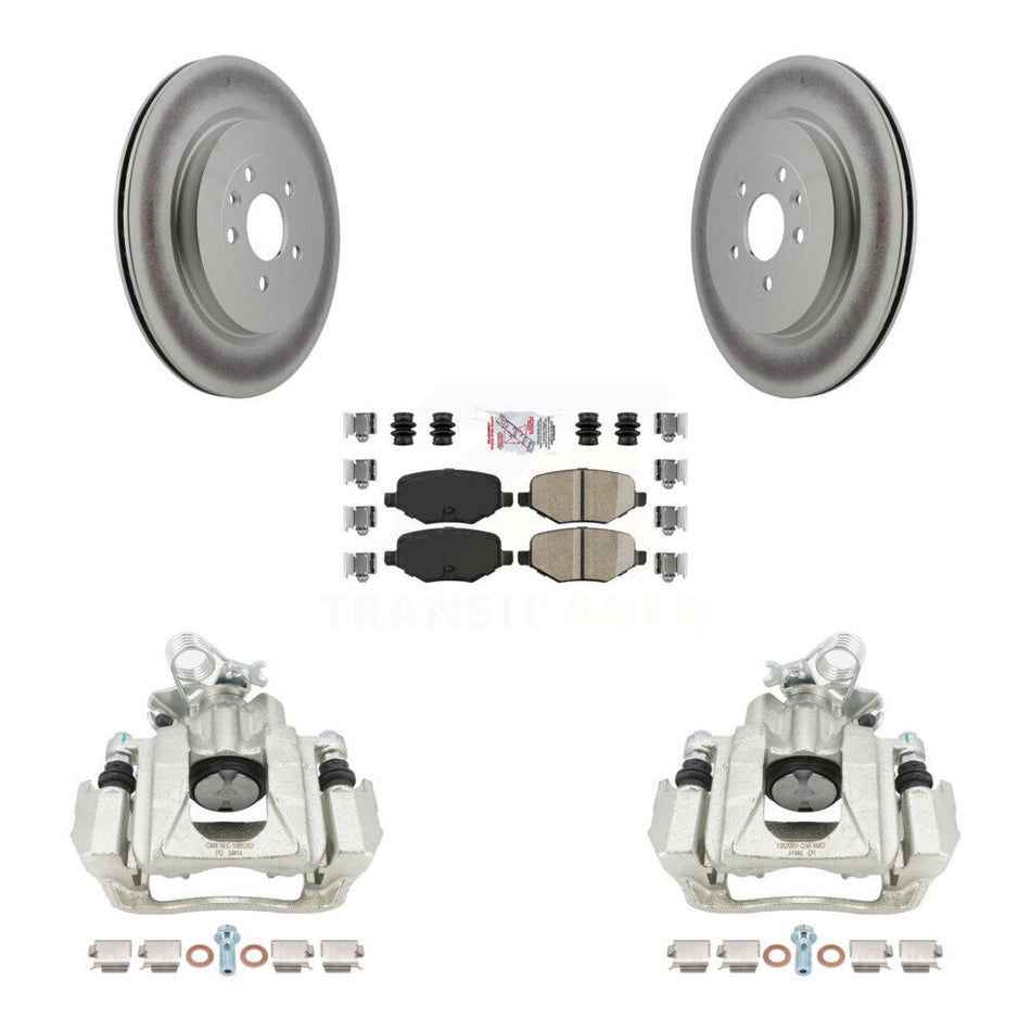 Rear Disc Brake Caliper Coated Rotors And Ceramic Pads Kit For Ford Explorer Flex Lincoln MKS KCG-100858N