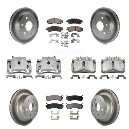 Front Rear Disc Brake Caliper Coated Rotors And Semi-Metallic Pads Kit (10Pc) For KCG-100858P
