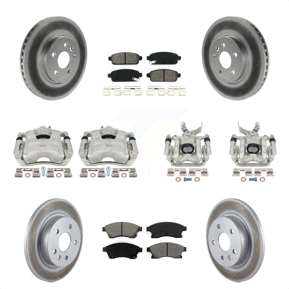 Front Rear Disc Brake Caliper Coated Rotors And Semi-Metallic Pads Kit (10Pc) For 2013-2014 Chevrolet Sonic RS KCG-100858S by Transit Auto