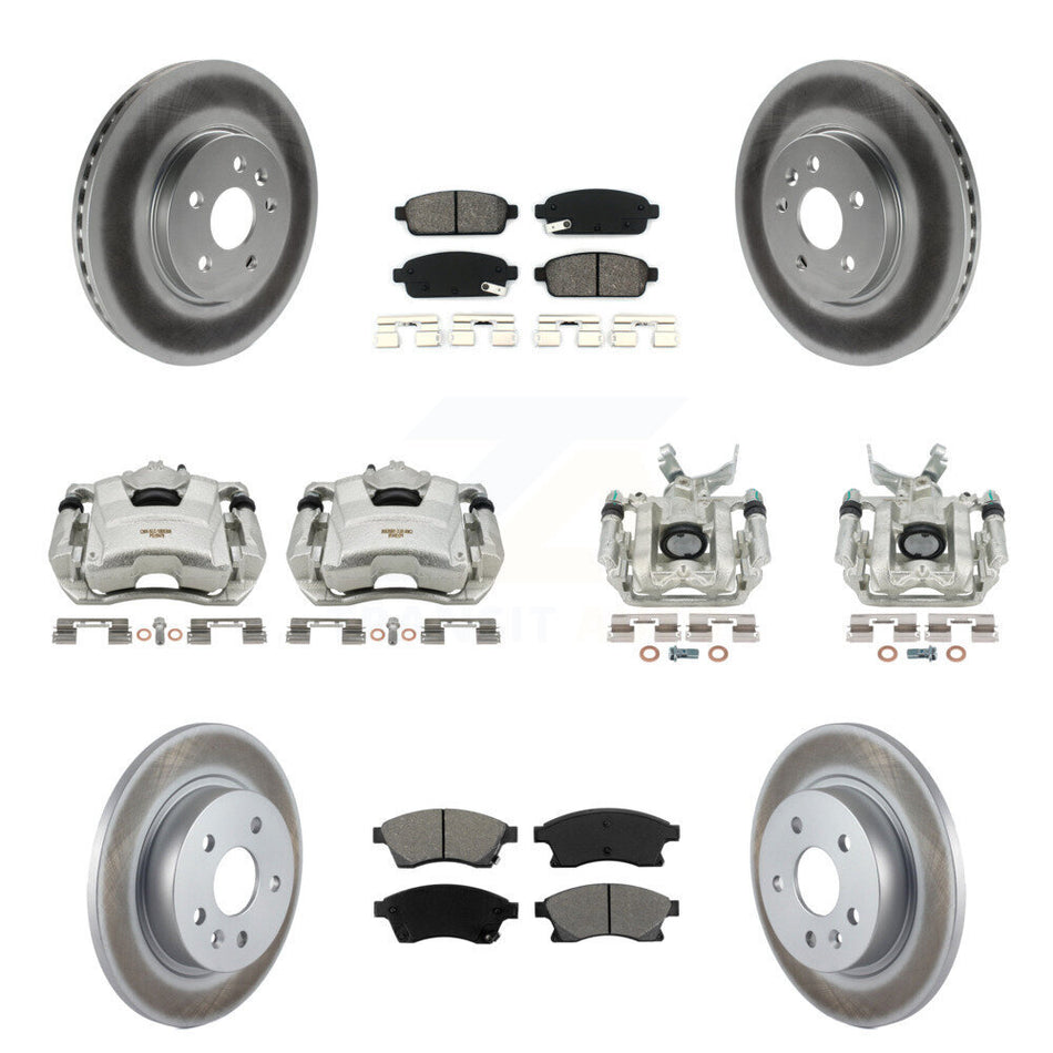 Front Rear Disc Brake Caliper Coated Rotors And Semi-Metallic Pads Kit (10Pc) For 2013-2014 Chevrolet Sonic RS KCG-100858S