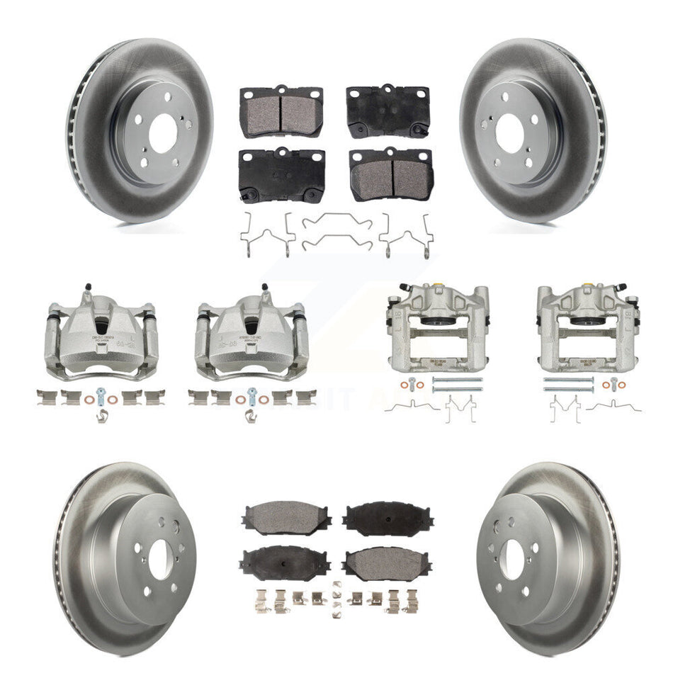 Front Rear Brake Caliper Coat Rotor & Ceramic Pad Kit (10Pc) For 2010-2013 Lexus IS250 C KCG-100858T