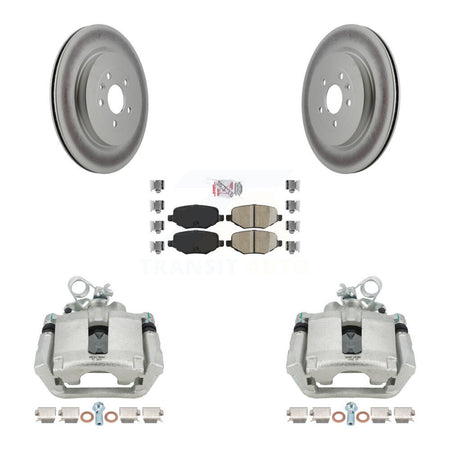 Rear Brake Caliper Coat Rotor & Ceramic Pad Kit For Ford Explorer Police Interceptor MKS KCG-100859N
