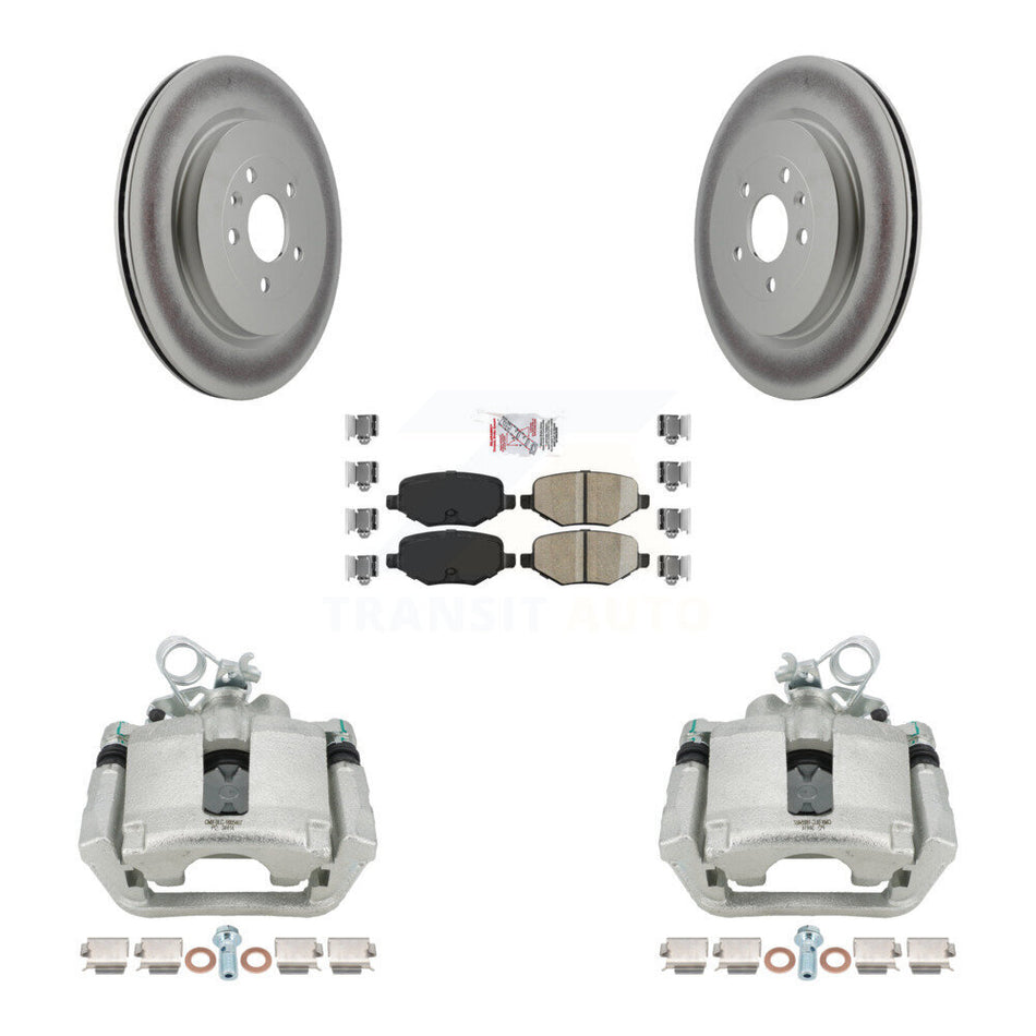 Rear Brake Caliper Coat Rotor & Ceramic Pad Kit For Ford Explorer Police Interceptor MKS KCG-100859N