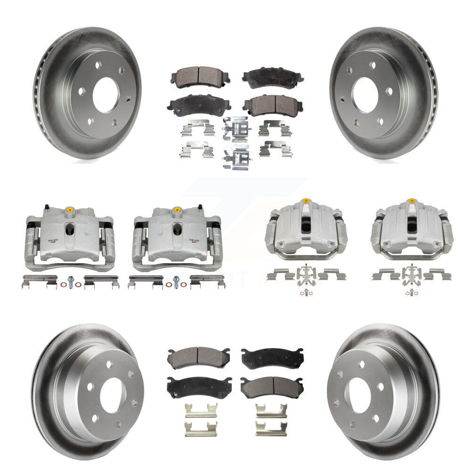 Front Rear Brake Caliper Coat Rotors Semi-Metallic Pad Kit (10Pc) For Chevrolet GMC 1500 KCG-100859P