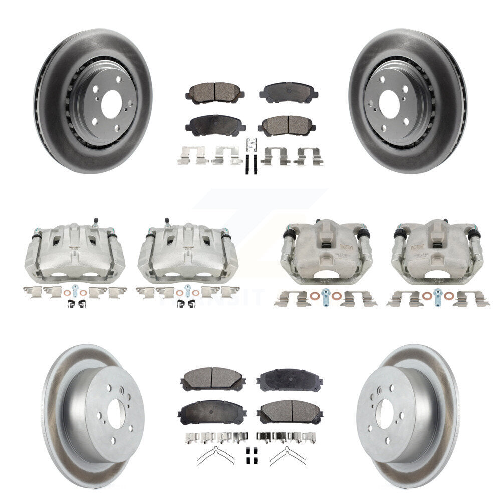 Front Rear Disc Brake Caliper Coat Rotors & Ceramic Pad Kit (10Pc) For Toyota Highlander KCG-100859T