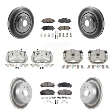 Front Rear Disc Brake Caliper Coat Rotors & Ceramic Pad Kit (10Pc) For Toyota Highlander KCG-100859T
