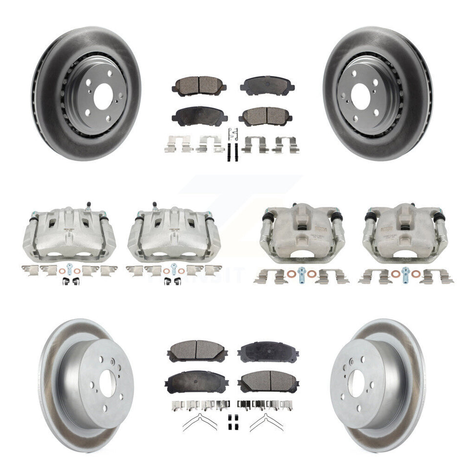 Front Rear Disc Brake Caliper Coat Rotors & Ceramic Pad Kit (10Pc) For Toyota Highlander KCG-100859T