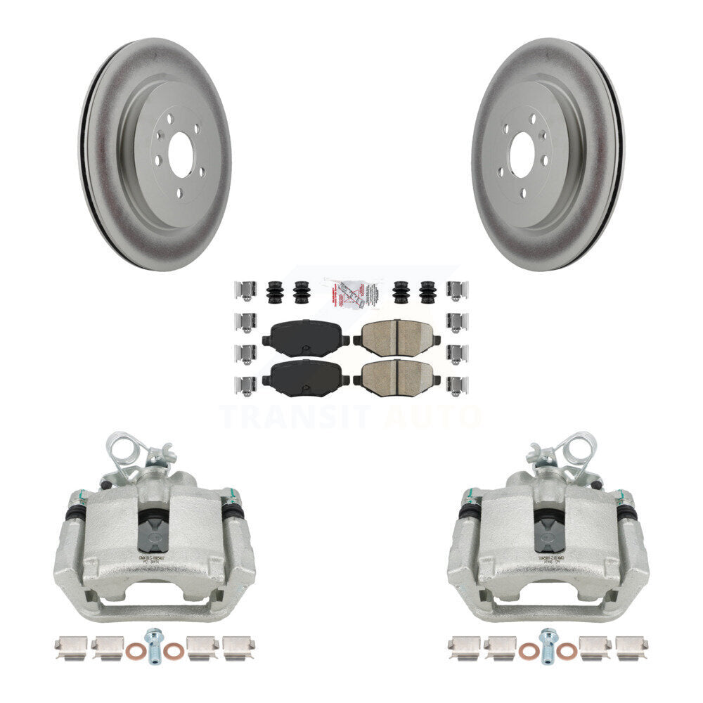 Rear Brake Caliper Coat Rotor & Ceramic Pad Kit For Ford Explorer Police Interceptor MKS KCG-100860N