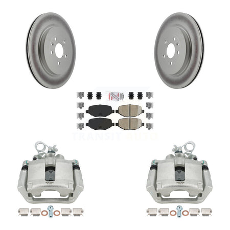 Rear Brake Caliper Coat Rotor & Ceramic Pad Kit For Ford Explorer Police Interceptor MKS KCG-100860N