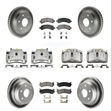 Front Rear Disc Brake Caliper Coated Rotors And Semi-Metallic Pads Kit (10Pc) For KCG-100860P