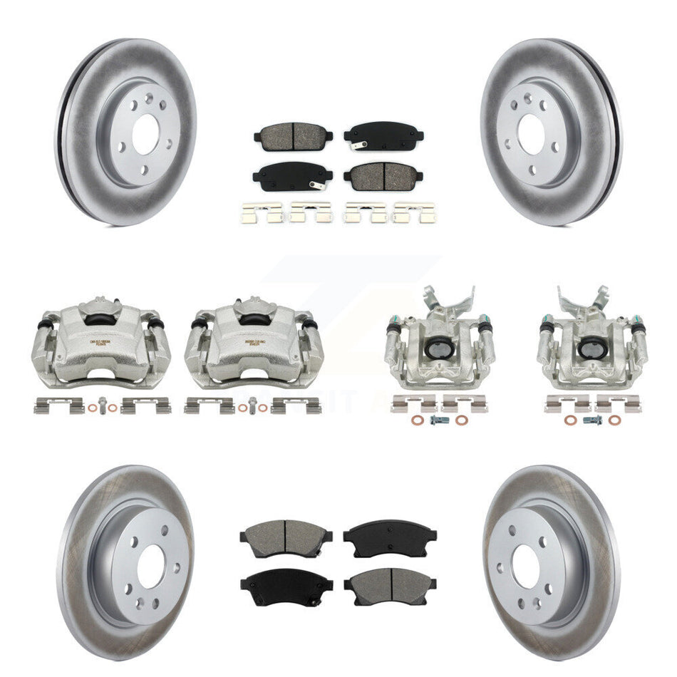 Front Rear Disc Brake Caliper Coated Rotors And Semi-Metallic Pads Kit (10Pc) For Chevrolet Sonic KCG-100860S