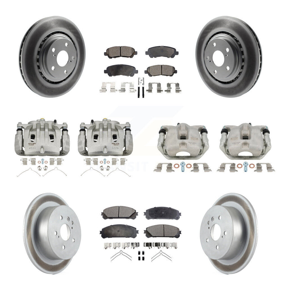 Front Rear Disc Brake Caliper Coat Rotors & Ceramic Pad Kit (10Pc) For Toyota Highlander KCG-100860T
