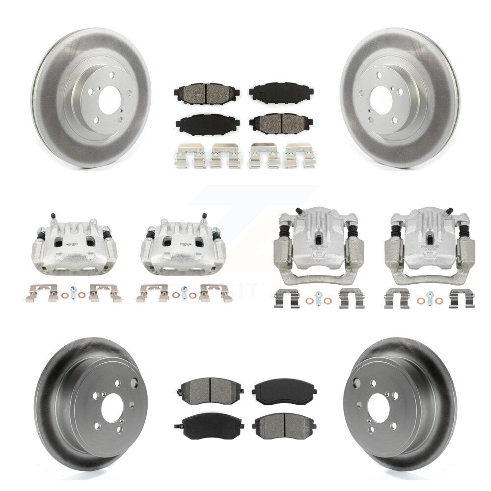 Front Rear Disc Brake Caliper Coat Rotor Semi-Metallic Pad Kit (10Pc) For Subaru Outback KCG-100861S