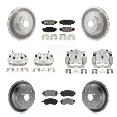 Front Rear Disc Brake Caliper Coat Rotor Semi-Metallic Pad Kit (10Pc) For Subaru Outback KCG-100861S