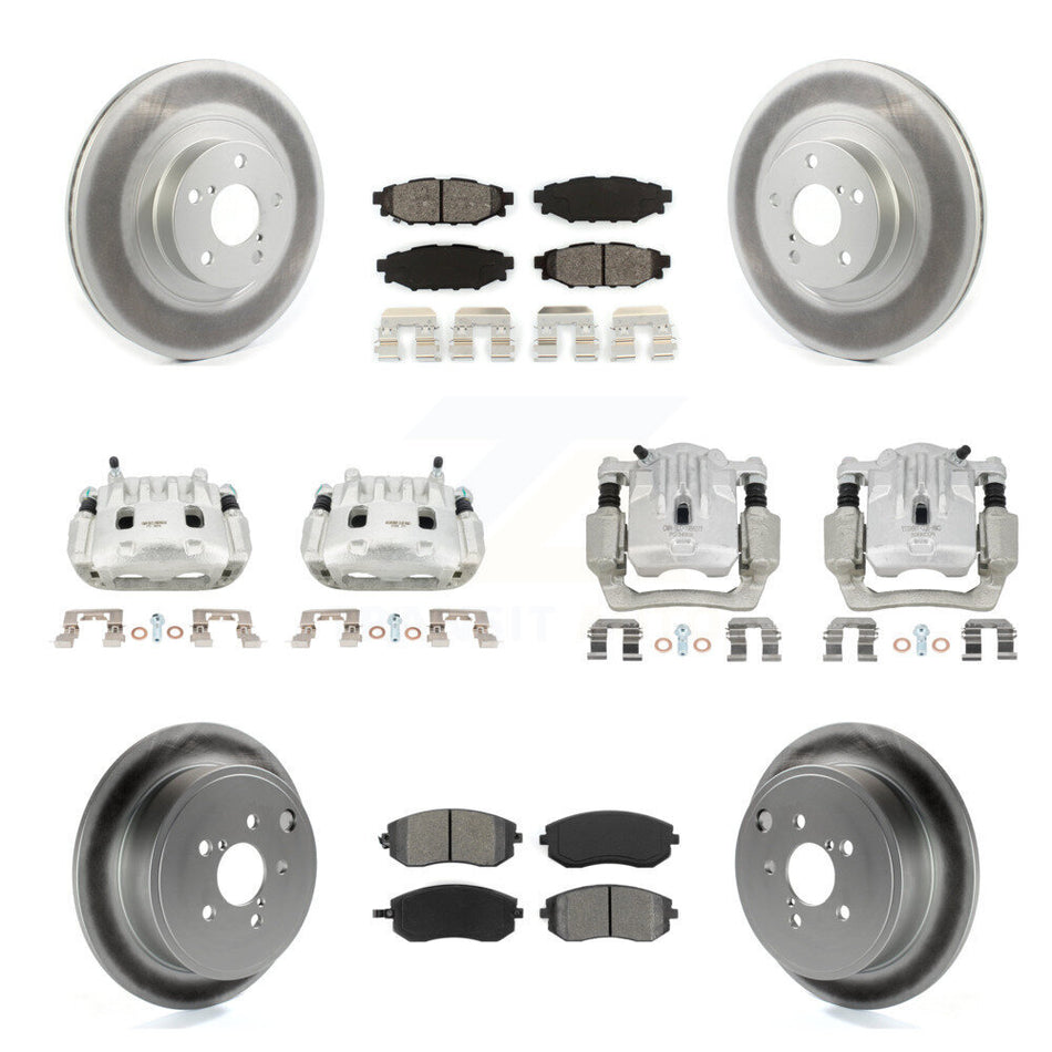 Front Rear Disc Brake Caliper Coat Rotor Semi-Metallic Pad Kit (10Pc) For Subaru Outback KCG-100861S