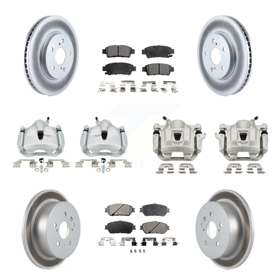 Front Rear Brake Caliper Coat Rotor & Ceramic Pad Kit (10Pc) For 2004-2010 Toyota Sienna KCG-100861T