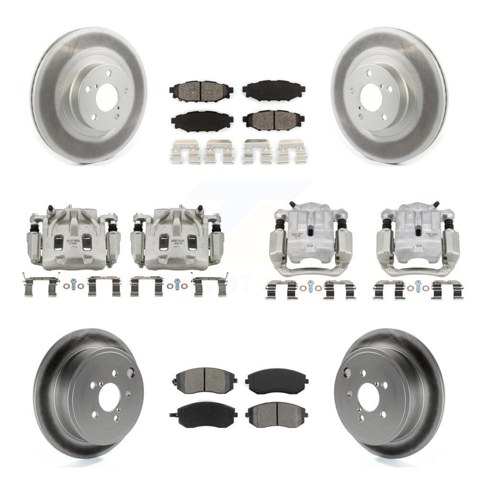 Front Rear Disc Brake Caliper Coat Rotors Semi-Metallic Pad Kit (10Pc) For Subaru Legacy KCG-100862S