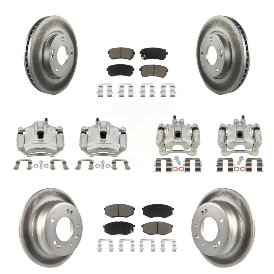 Front Rear Brake Caliper Coat Rotors & Ceramic Pad Kit (10Pc) For Hyundai Tucson Kia FWD KCG-100863C
