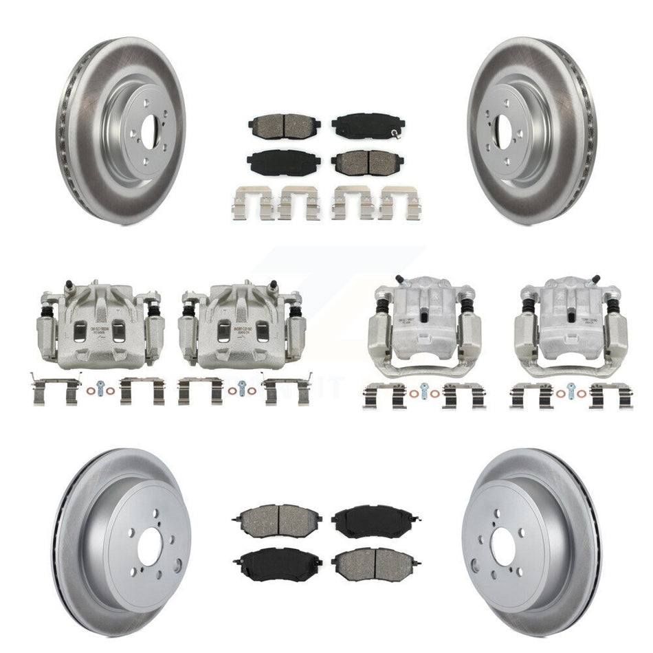 Front Rear Disc Brake Caliper Coat Rotor Semi-Metallic Pad Kit (10Pc) For Subaru Outback KCG-100863S