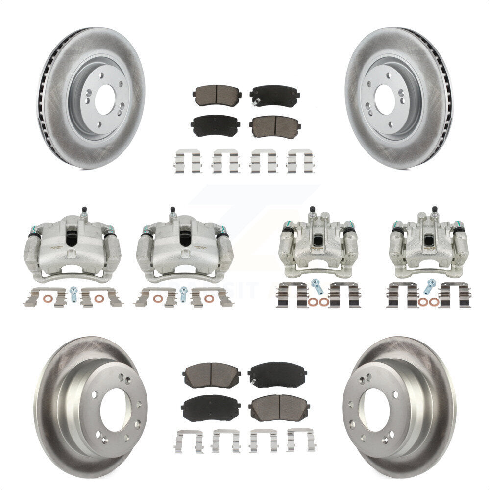 Front Rear Disc Brake Caliper Coated Rotors And Ceramic Pads Kit (10Pc) For 2015 Hyundai Tucson FWD with FUEL CELL EV (FCEV) engine KCG-100865C by Transit Auto