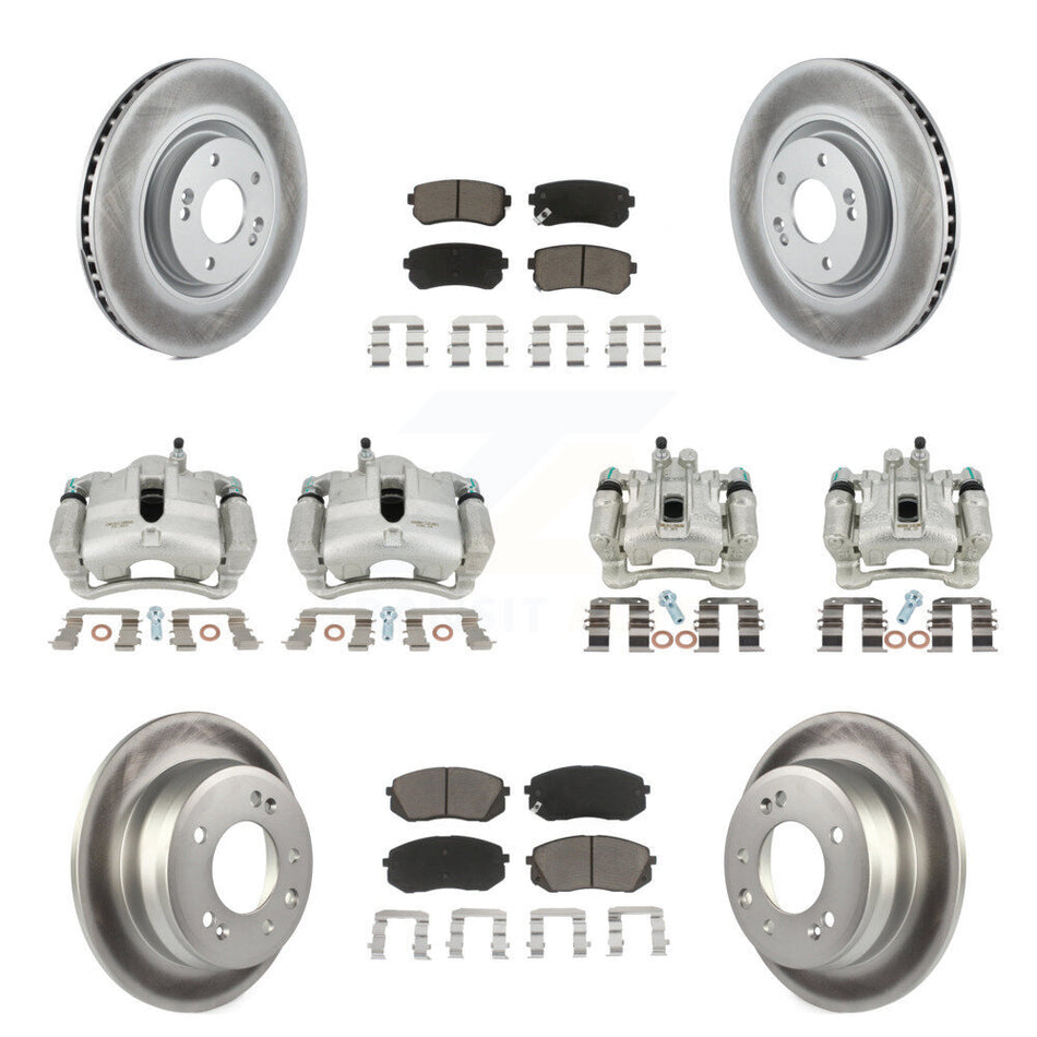 Front Rear Disc Brake Caliper Coated Rotors And Ceramic Pads Kit (10Pc) For 2015 Hyundai Tucson FWD with FUEL CELL EV (FCEV) engine KCG-100865C