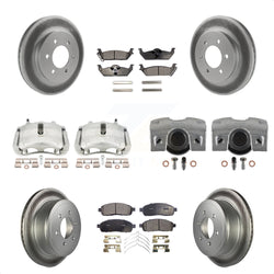 Front Rear Disc Brake Caliper Coated Rotors And Semi-Metallic Pads Kit (10Pc) For Ford F-150 Lincoln Mark LT 4WD KCG-100866P