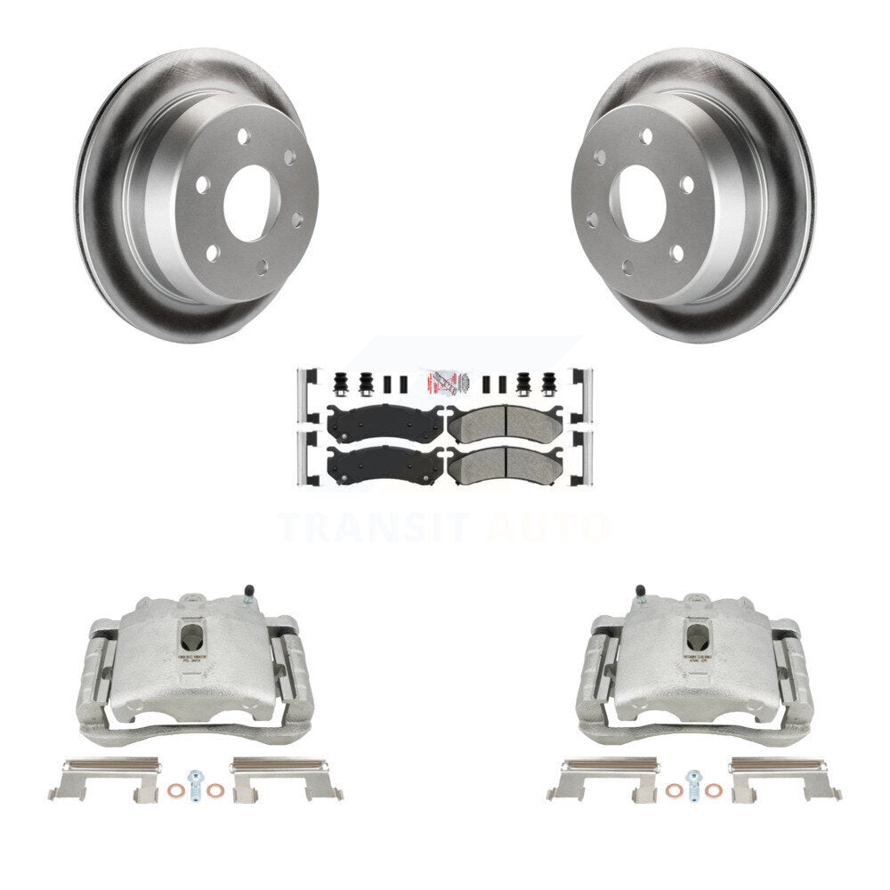 Rear Disc Brake Caliper Coated Rotors And Semi-Metallic Pads Kit For 2003 Chevrolet Silverado 2500 HD Suburban GMC Sierra KCG-100867N by Transit Auto