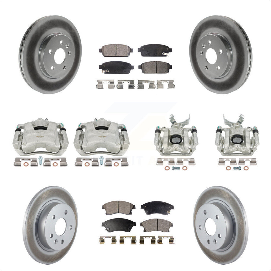 Front Rear Disc Brake Caliper Coated Rotors And Ceramic Pads Kit (10Pc) For 2013-2014 Chevrolet Sonic RS KCG-100867T by Transit Auto