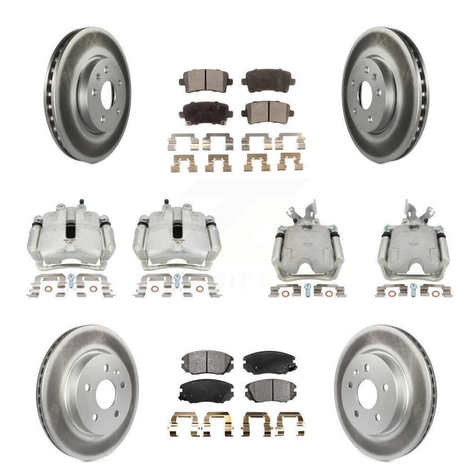 Front Rear Disc Brake Caliper Coated Rotors And Semi-Metallic Pads Kit (10Pc) For Buick LaCrosse Allure KCG-100868P