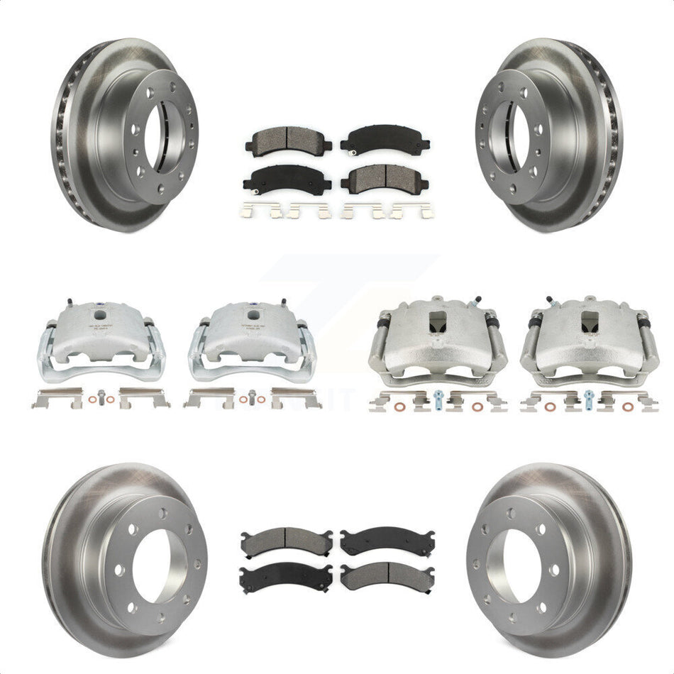 Front Rear Disc Brake Caliper Coated Rotors And Semi-Metallic Pads Kit (10Pc) For Chevrolet Express 2500 GMC Savana KCG-100868S by Transit Auto