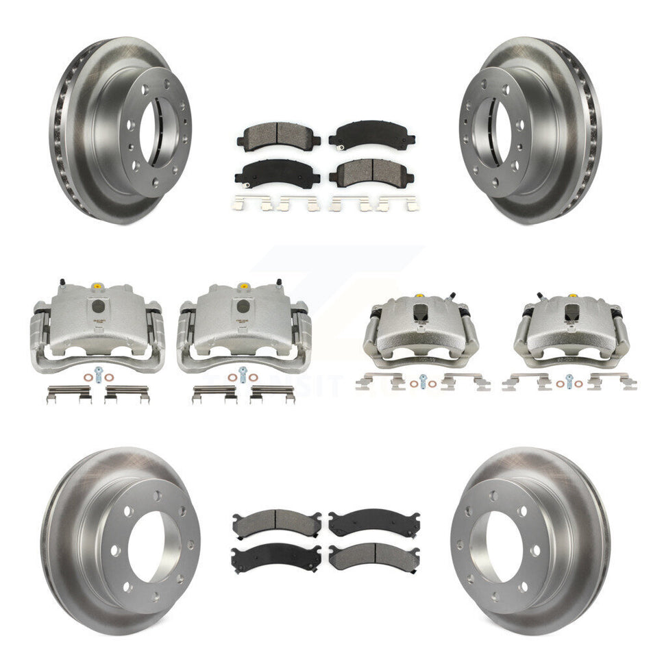 Front Rear Disc Brake Caliper Coated Rotors And Semi-Metallic Pads Kit (10Pc) For Chevrolet Express 2500 GMC Savana KCG-100868S