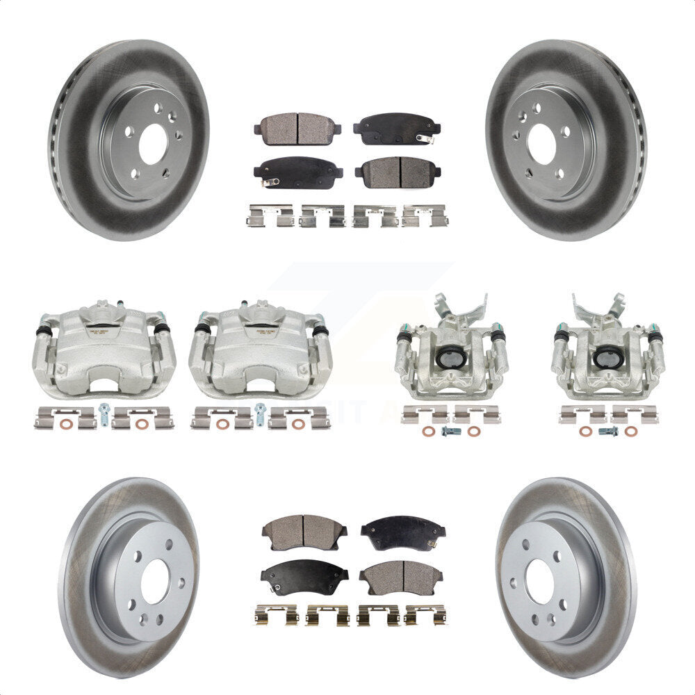 Front Rear Disc Brake Caliper Coated Rotors And Ceramic Pads Kit (10Pc) For 2013-2017 Buick Encore Chevrolet Trax KCG-100868T by Transit Auto