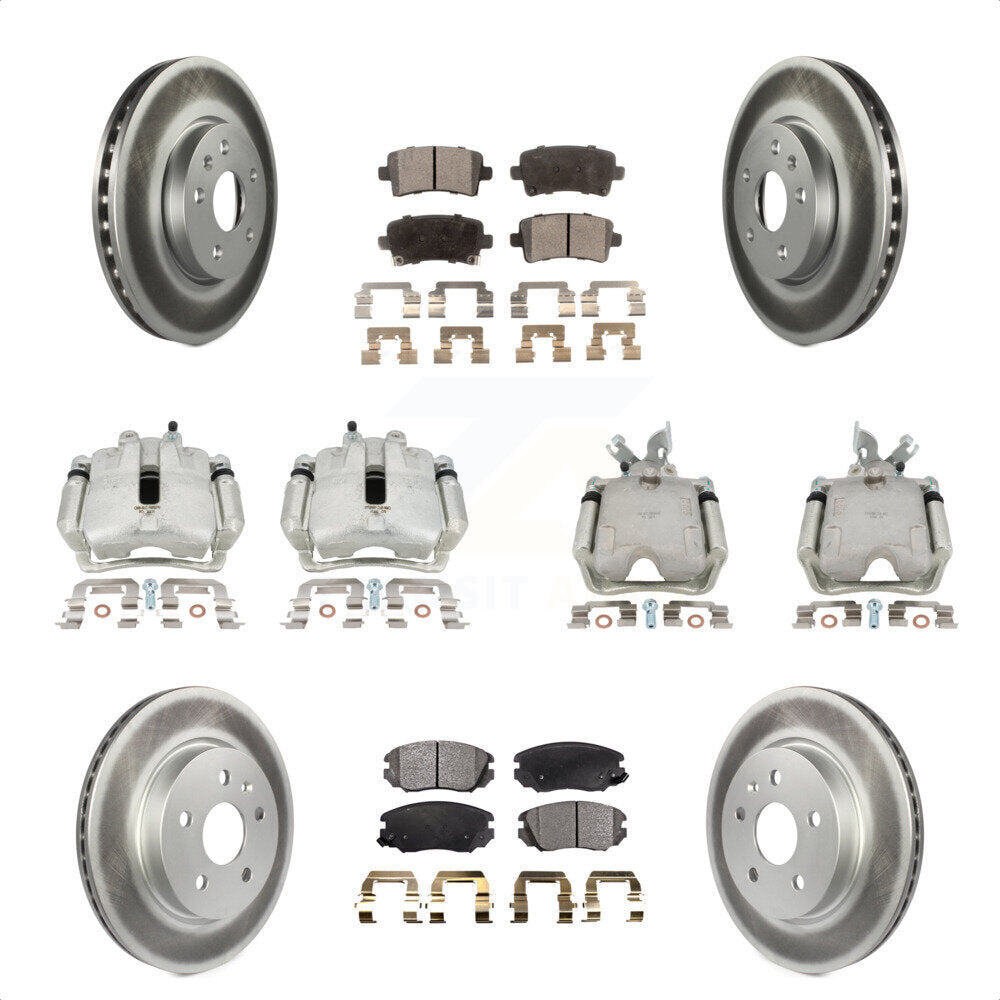 Front Rear Disc Brake Caliper Coated Rotors And Semi-Metallic Pads Kit (10Pc) For Chevrolet Impala Malibu KCG-100869P by Transit Auto