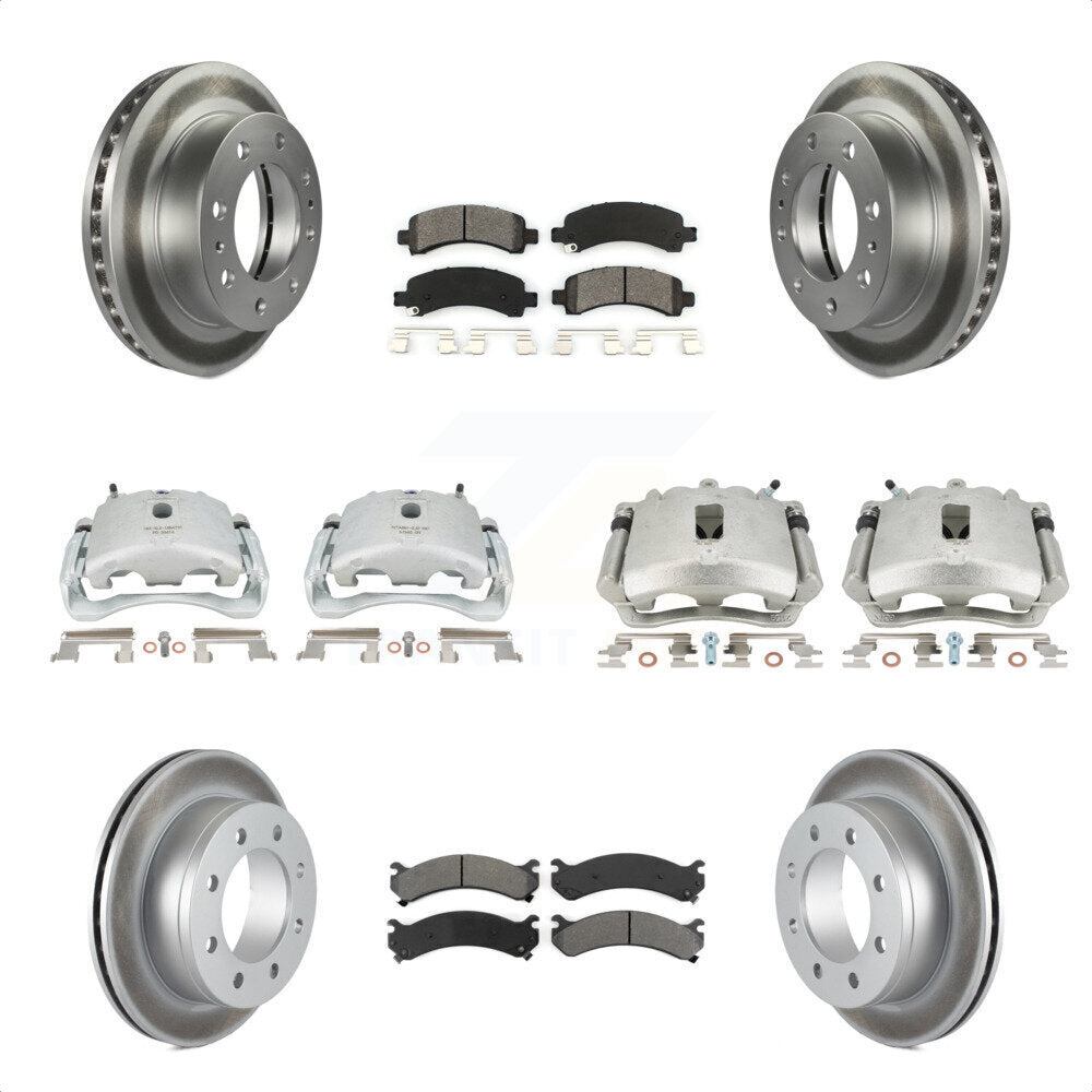 Front Rear Disc Brake Caliper Coated Rotors And Semi-Metallic Pads Kit (10Pc) For Chevrolet Express 2500 GMC Savana KCG-100869S by Transit Auto