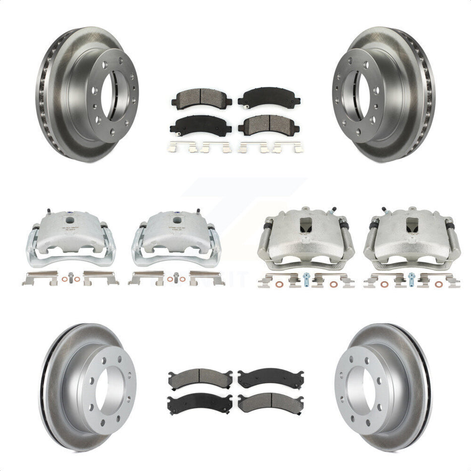 Front Rear Disc Brake Caliper Coated Rotors And Semi-Metallic Pads Kit (10Pc) For Chevrolet Express 2500 GMC Savana KCG-100869S by Transit Auto