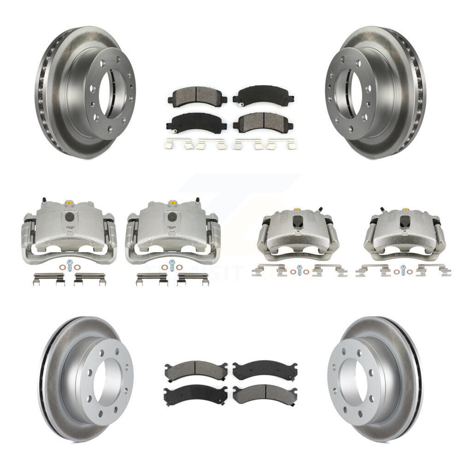Front Rear Disc Brake Caliper Coated Rotors And Semi-Metallic Pads Kit (10Pc) For Chevrolet Express 2500 GMC Savana KCG-100869S