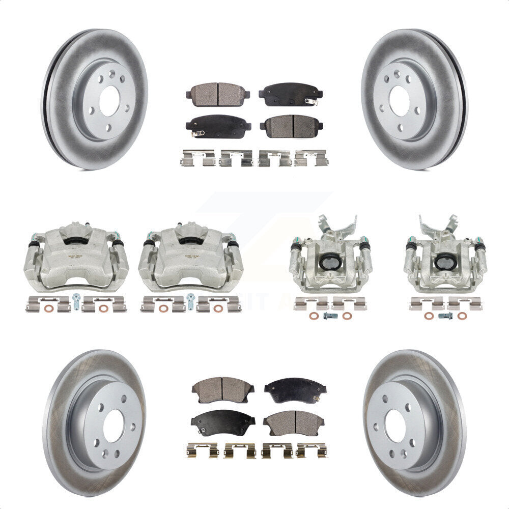 Front Rear Disc Brake Caliper Coated Rotors And Ceramic Pads Kit (10Pc) For Chevrolet Sonic KCG-100869T by Transit Auto