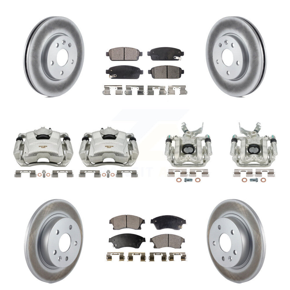 Front Rear Disc Brake Caliper Coated Rotors And Ceramic Pads Kit (10Pc) For Chevrolet Sonic KCG-100869T